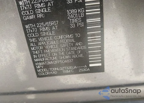 2015 Nissan Rogue Sv from USA, damaged, VIN KNMAT2MV2FP504837